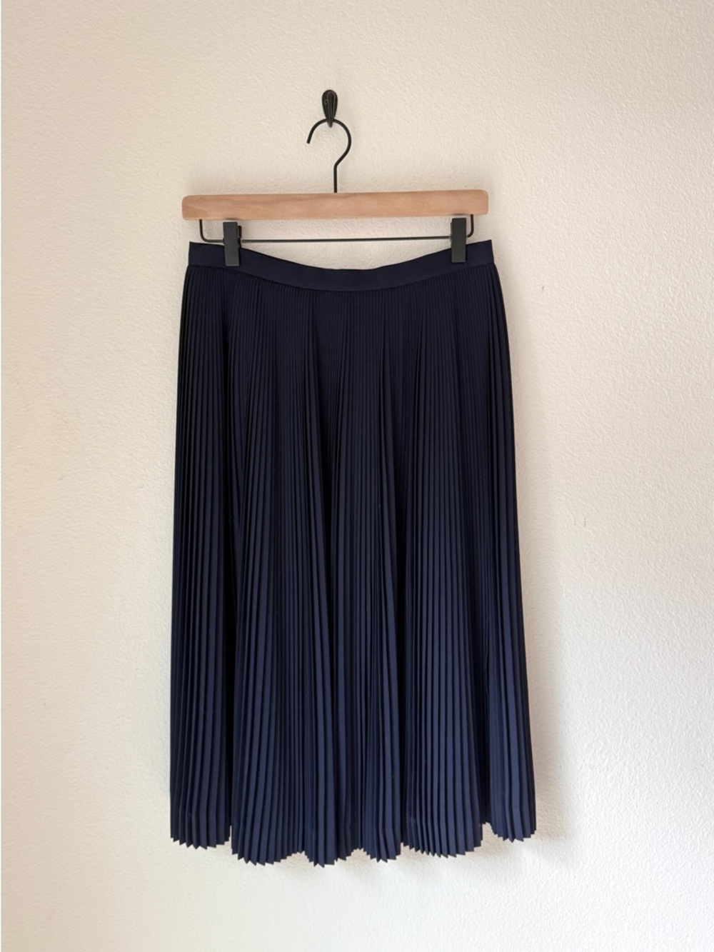 J. Crew Navy Pleated Midi Skirt